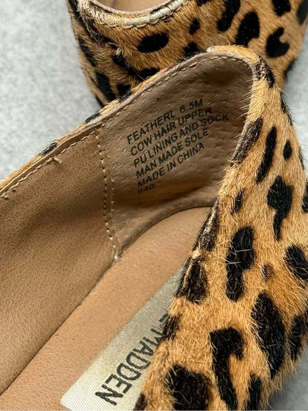 Steve Madden Leopard Print Pointed Flats - Tan & Black